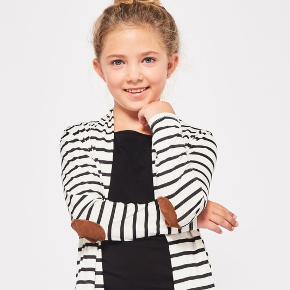 Mae Cardigan, Navy with Stripes